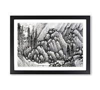 Big Box Art Landscape Vol.6 by Shen Zhou Framed Wall Art Picture Print Ready to Hang, Black A2 (62 x 45 cm)