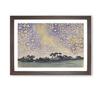 Big Box Art Landscape with Stars Vol.2 by Henri-Edmond Cross Framed Wall Art Picture Print Ready to Hang, Walnut A2 (62 x 45 cm)
