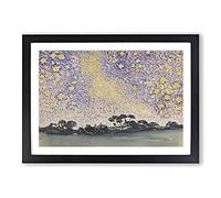 Big Box Art Landscape with Stars Vol.2 by Henri-Edmond Cross Framed Wall Art Picture Print Ready to Hang, Black A2 (62 x 45 cm)