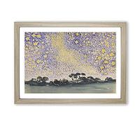 Big Box Art Landscape with Stars Vol.2 by Henri-Edmond Cross Framed Wall Art Picture Print Ready to Hang, Oak A2 (62 x 45 cm)