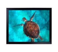 Big Box Art Lap Tray with Cushion | A Sea Turtle in Abstract | Padded Bean Bag Cushion | For Eating, Working, Crafting, Laptop | Portable Table Desk