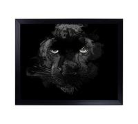 Big Box Art Lap Tray with Cushion | Black Panther in the Shadows in Abstract | Padded Bean Bag Cushion | For Eating, Working, Crafting, Laptop | Portable Table Desk