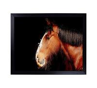 Big Box Art Lap Tray with Cushion | Brown Shire Horse in Abstract | Padded Bean Bag Cushion | For Eating, Working, Crafting, Laptop | Portable Table Desk