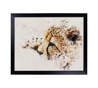 Big Box Art Lap Tray with Cushion | Cheetah Vol.1 Watercolour | Padded Bean Bag Cushion | For Eating, Working, Crafting, Laptop | Portable Table Desk