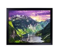 Big Box Art Lap Tray with Cushion | Cruise Ships Passing by Norway in Abstract | Padded Bean Bag Cushion | For Eating, Working, Crafting, Laptop | Portable Table Desk