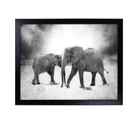 Big Box Art Lap Tray with Cushion | Elephants Crossing Paths Painting | Padded Bean Bag Cushion | For Eating, Working, Crafting, Laptop | Portable Table Desk