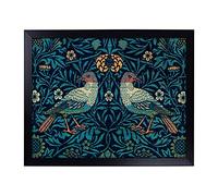 Big Box Art Lap Tray with Cushion | Flowers and Birds Pattern by William Morris | Padded Bean Bag Cushion | For Eating, Working, Crafting, Laptop | Portable Table Desk