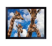 Big Box Art Lap Tray with Cushion | Four Giraffes Painting | Padded Bean Bag Cushion | For Eating, Working, Crafting, Laptop | Portable Table Desk