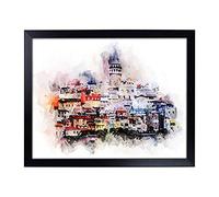 Big Box Art Lap Tray with Cushion | Galata Tower in Istanbul Turkey in Abstract | Padded Bean Bag Cushion | For Eating, Working, Crafting, Laptop | Portable Table Desk