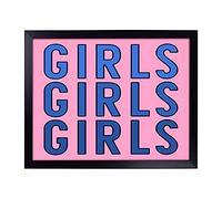 Big Box Art Lap Tray with Cushion | Girls Girls Girls Typography | Padded Bean Bag Cushion | For Eating, Working, Crafting, Laptop | Portable Table Desk