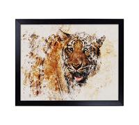 Big Box Art Lap Tray with Cushion | Tiger Vol.7 Watercolour | Padded Bean Bag Cushion | For Eating, Working, Crafting, Laptop | Portable Table Desk