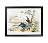 Big Box Art Lap Tray with Cushion | Two Men Fishing by Henry Alken | Padded Bean Bag Cushion | For Eating, Working, Crafting, Laptop | Portable Table Desk