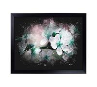 Big Box Art Lap Tray with Cushion | White Cherry Blossom Tree in Bloom Paint Splash | Padded Bean Bag Cushion | For Eating, Working, Crafting, Laptop | Portable Table Desk