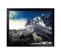 Big Box Art Lap Tray with Cushion | White Wolf with a Mountain Landscape | Padded Bean Bag Cushion | For Eating, Working, Crafting, Laptop | Portable Table Desk