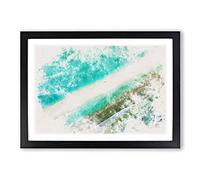 Big Box Art Layers of Beach in The Maldives Watercolour Framed Wall Art Picture Print Ready to Hang, Black A2 (62 x 45 cm)