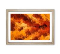Big Box Art Leaf in The Autumn in Abstract Framed Wall Art Picture Print Ready to Hang, Oak A2 (62 x 45 cm)