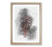 Big Box Art Leaf in The Light in Abstract Framed Wall Art Picture Print Ready to Hang, Oak A2 (62 x 45 cm)