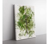Big Box Art Leaf Lines Watercolour Canvas Wall Art Print Ready to Hang Picture, 76 x 50 cm (30 x 20 Inch), White, Grey, Greige, Olive, Green, Olive, Green