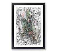 Big Box Art Leaf Pattern in Abstract Framed Wall Art Picture Print Ready to Hang, Black A2 (62 x 45 cm)