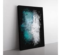 Big Box Art Leaving The Beach Paint Splash Canvas Wall Art Print Ready to Hang Picture, 76 x 50 cm (30 x 20 Inch), White, Turquoise, Blue, Turquoise, Black