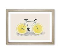 Big Box Art Lemon Bicycle Framed Wall Art Picture Print Ready to Hang, Oak A2 (62 x 45 cm)