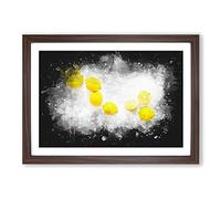 Big Box Art Lemon Fruit Paint Splash Framed Wall Art Picture Print Ready to Hang, Walnut A2 (62 x 45 cm)