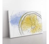 Big Box Art Lemon Slice Sketch Canvas Wall Art Print Ready to Hang Picture, 76 x 50 cm (30 x 20 Inch), Yellow, Blue, Yellow, Beige, Yellow
