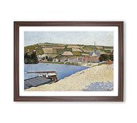 Big Box Art Les Andelys Beach by Paul Signac Framed Wall Art Picture Print Ready to Hang, Walnut A2 (62 x 45 cm)