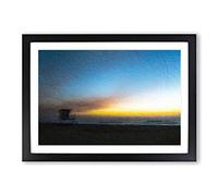 Big Box Art Lifeguard Tower on Carlsbad Beach Framed Wall Art Picture Print Ready to Hang, Black A2 (62 x 45 cm)