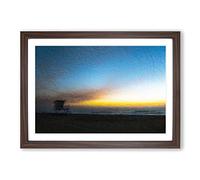 Big Box Art Lifeguard Tower on Carlsbad Beach Framed Wall Art Picture Print Ready to Hang, Walnut A2 (62 x 45 cm)