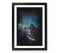 Big Box Art Light of The Moon Over The Dolomites Paint Splash Framed Wall Art Picture Print Ready to Hang, Black A2 (62 x 45 cm)
