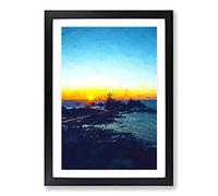 Big Box Art Lighthouse in Jersey in Abstract Framed Wall Art Picture Print Ready to Hang, Black A2 (62 x 45 cm)