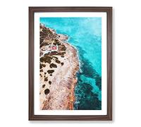 Big Box Art Lighthouse On The Coast of Spain Painting Framed Wall Art Picture Print Ready to Hang, Walnut A2 (62 x 45 cm)