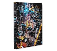 Big Box Art Lights of Chicago City Canvas Wall Art Framed Picture Print, 30 x 20 Inch (76 x 50 cm), Black, Blue, Lavender, Brown