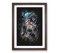 Big Box Art Lights of Chicago City Paint Splash Framed Wall Art Picture Print Ready to Hang, Walnut A2 (62 x 45 cm)