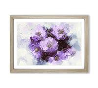 Big Box Art Lilac Flower in Abstract Framed Wall Art Picture Print Ready to Hang, Oak A2 (62 x 45 cm)