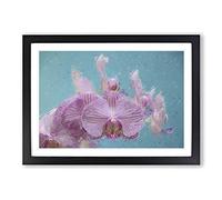 Big Box Art Lilac & Pink Orchids in Abstract Framed Wall Art Picture Print Ready to Hang, Black A2 (62 x 45 cm)