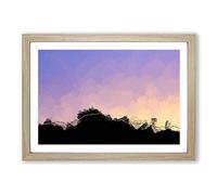 Big Box Art Lilac Sky Above The Mountain in Abstract Framed Wall Art Picture Print Ready to Hang, Oak A2 (62 x 45 cm)