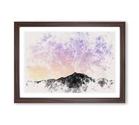 Big Box Art Lilac Sky Above The Mountain Watercolour Framed Wall Art Picture Print Ready to Hang, Walnut A2 (62 x 45 cm)