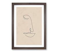 Big Box Art Line Form Female Face Framed Wall Art Picture Print Ready to Hang, Walnut A2 (62 x 45 cm)