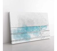 Big Box Art Lines of Life in Abstract Canvas Wall Art Print Ready to Hang Picture, 76 x 50 cm (30 x 20 Inch), White, Teal, Grey