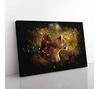 Big Box Art Lioness with Lion Cub Paint Splash Canvas Wall Art Print Ready to Hang Picture, 76 x 50 cm (30 x 20 Inch), Black, Brown, Cream