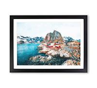 Big Box Art Lofoten Islands in Svolaer Norway Painting Framed Wall Art Picture Print Ready to Hang, Black A2 (62 x 45 cm)