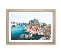 Big Box Art Lofoten Islands in Svolaer Norway Painting Framed Wall Art Picture Print Ready to Hang, Oak A2 (62 x 45 cm)