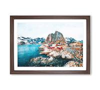 Big Box Art Lofoten Islands in Svolaer Norway Painting Framed Wall Art Picture Print Ready to Hang, Walnut A2 (62 x 45 cm)