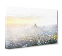 Big Box Art London Skyline in The Summer Canvas Wall Art Framed Picture Print, 30 x 20 Inch (76 x 50 cm), White, Grey, Olive, Green, Brown