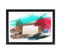 Big Box Art London Tower Bridge V2 Framed Wall Art Picture Print Ready to Hang, Black A2 (62 x 45 cm)
