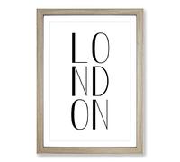Big Box Art London Typography Framed Wall Art Picture Print Ready to Hang, Oak A2 (62 x 45 cm)