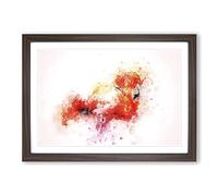 Big Box Art Lone Pink Flamingo in Abstract Framed Wall Art Picture Print Ready to Hang, Walnut A2 (62 x 45 cm)