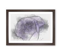 Big Box Art Lone Purple Rose in Abstract Framed Wall Art Picture Print Ready to Hang, Walnut A2 (62 x 45 cm)
